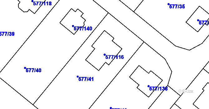 Parcela st. 577/116 v KÚ Stehelčeves, Katastrální mapa