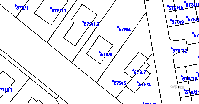 Parcela st. 579/9 v KÚ Stehelčeves, Katastrální mapa