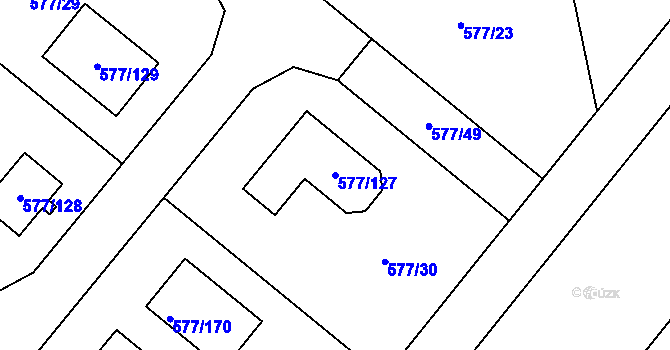 Parcela st. 577/127 v KÚ Stehelčeves, Katastrální mapa