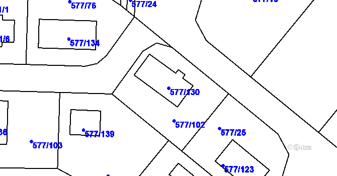 Parcela st. 577/130 v KÚ Stehelčeves, Katastrální mapa