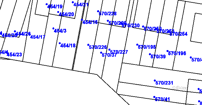 Parcela st. 570/37 v KÚ Stehelčeves, Katastrální mapa