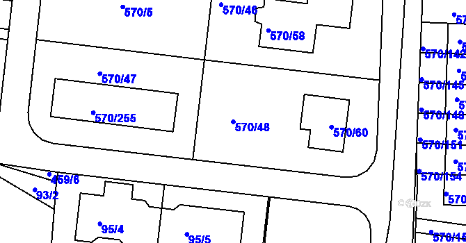 Parcela st. 570/48 v KÚ Stehelčeves, Katastrální mapa
