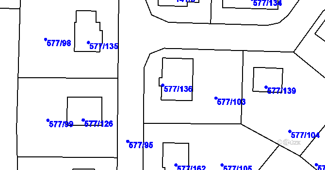 Parcela st. 577/136 v KÚ Stehelčeves, Katastrální mapa