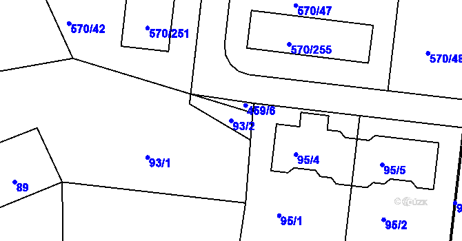 Parcela st. 93/2 v KÚ Stehelčeves, Katastrální mapa