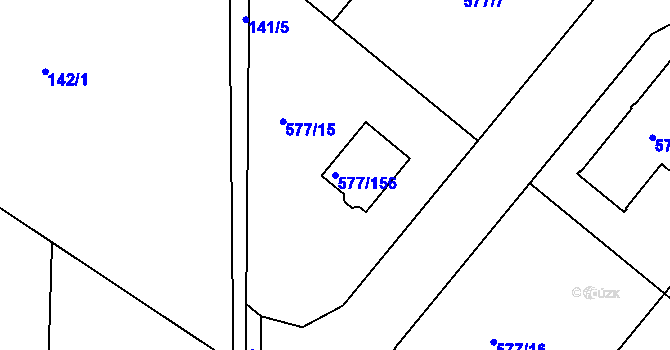 Parcela st. 577/156 v KÚ Stehelčeves, Katastrální mapa