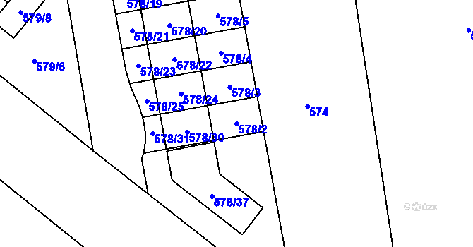 Parcela st. 578/2 v KÚ Stehelčeves, Katastrální mapa