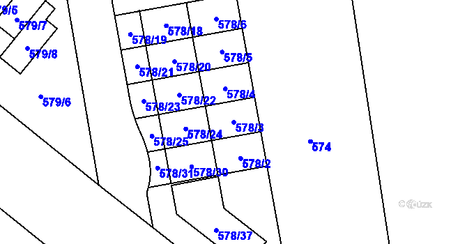 Parcela st. 578/3 v KÚ Stehelčeves, Katastrální mapa