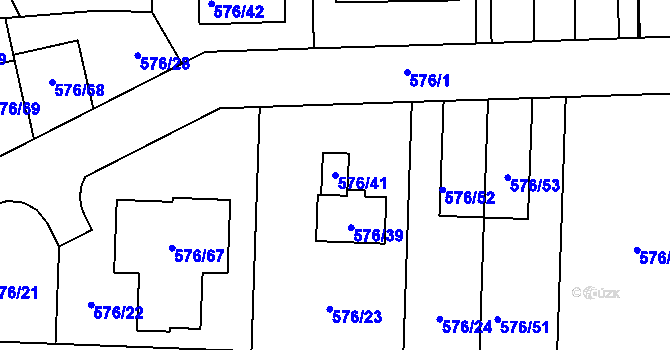 Parcela st. 576/41 v KÚ Stehelčeves, Katastrální mapa