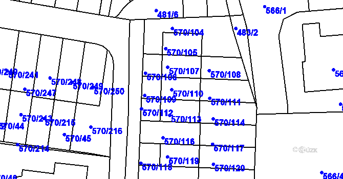 Parcela st. 570/110 v KÚ Stehelčeves, Katastrální mapa