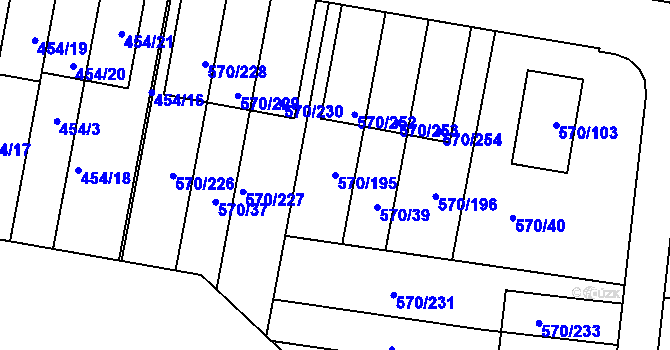 Parcela st. 570/195 v KÚ Stehelčeves, Katastrální mapa