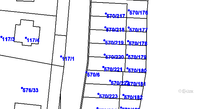 Parcela st. 570/220 v KÚ Stehelčeves, Katastrální mapa