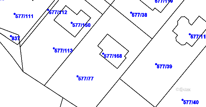 Parcela st. 577/168 v KÚ Stehelčeves, Katastrální mapa