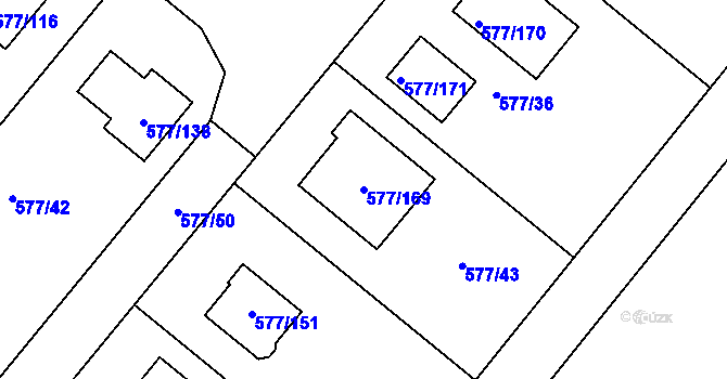 Parcela st. 577/169 v KÚ Stehelčeves, Katastrální mapa