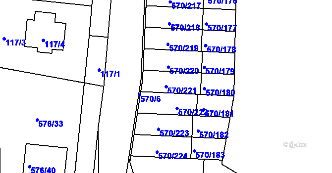 Parcela st. 570/221 v KÚ Stehelčeves, Katastrální mapa