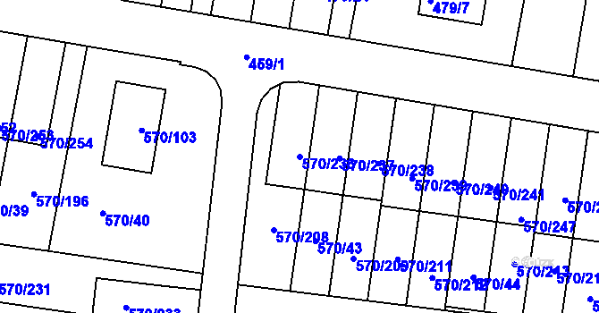 Parcela st. 570/236 v KÚ Stehelčeves, Katastrální mapa