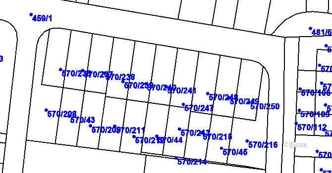 Parcela st. 570/241 v KÚ Stehelčeves, Katastrální mapa