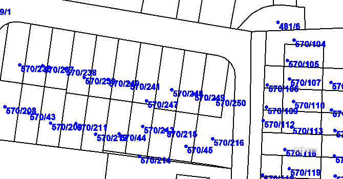 Parcela st. 570/248 v KÚ Stehelčeves, Katastrální mapa