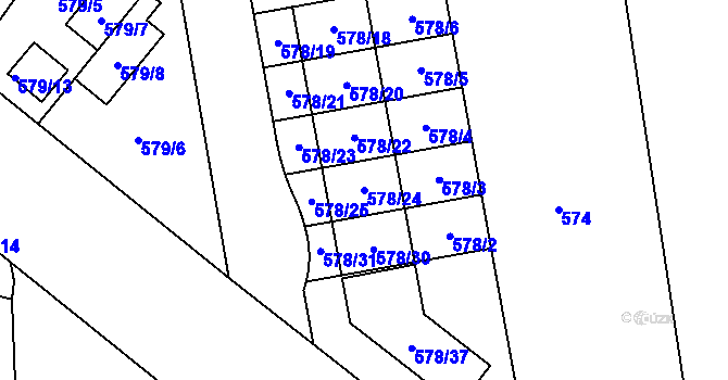 Parcela st. 578/24 v KÚ Stehelčeves, Katastrální mapa