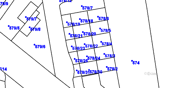 Parcela st. 578/22 v KÚ Stehelčeves, Katastrální mapa