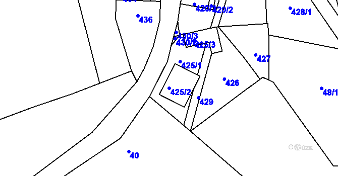 Parcela st. 425/2 v KÚ Stehelčeves, Katastrální mapa