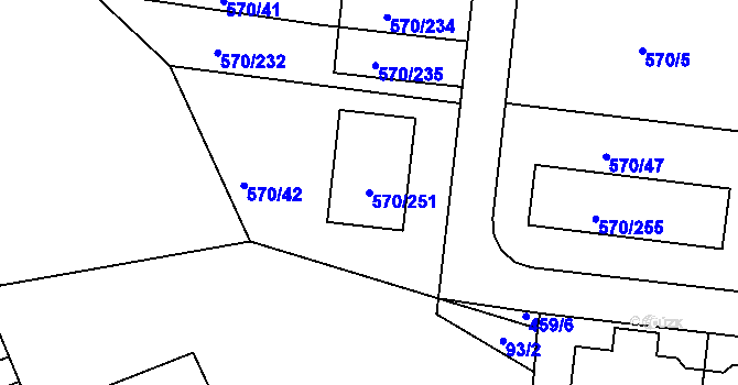 Parcela st. 570/251 v KÚ Stehelčeves, Katastrální mapa