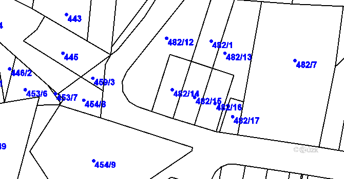 Parcela st. 482/14 v KÚ Stehelčeves, Katastrální mapa
