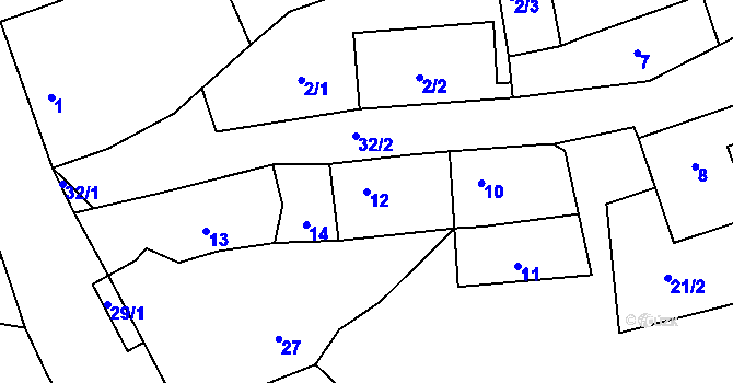Parcela st. 12 v KÚ Stehelčeves, Katastrální mapa