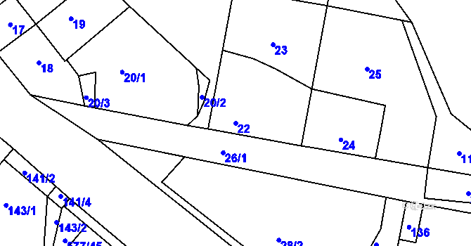 Parcela st. 22 v KÚ Stehelčeves, Katastrální mapa