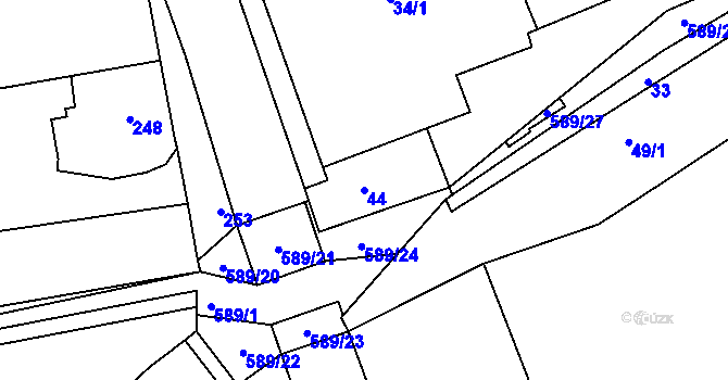 Parcela st. 44 v KÚ Stehelčeves, Katastrální mapa