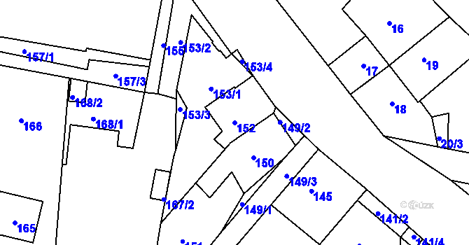 Parcela st. 152 v KÚ Stehelčeves, Katastrální mapa
