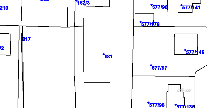 Parcela st. 181 v KÚ Stehelčeves, Katastrální mapa