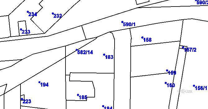 Parcela st. 183 v KÚ Stehelčeves, Katastrální mapa