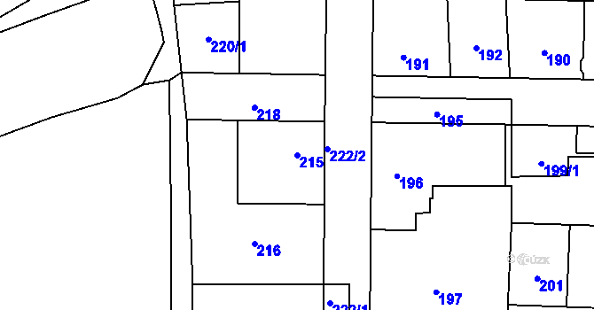 Parcela st. 215 v KÚ Stehelčeves, Katastrální mapa