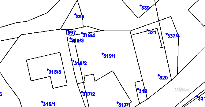 Parcela st. 319/1 v KÚ Stehelčeves, Katastrální mapa