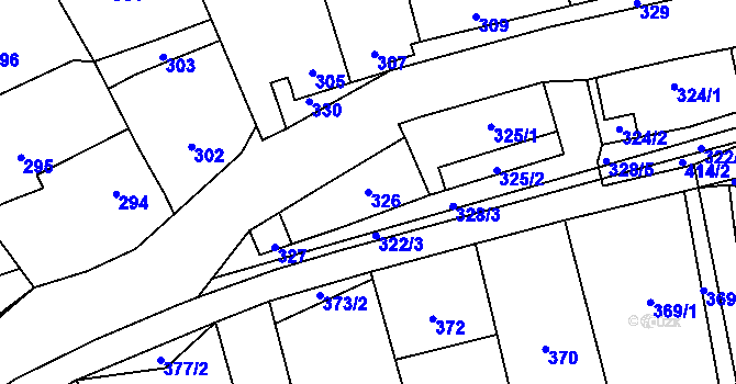 Parcela st. 326 v KÚ Stehelčeves, Katastrální mapa