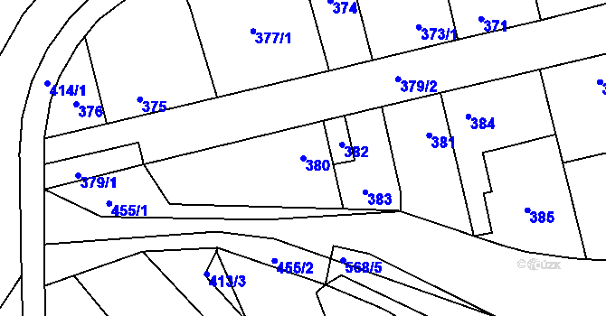 Parcela st. 380 v KÚ Stehelčeves, Katastrální mapa