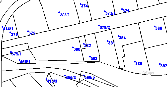 Parcela st. 382 v KÚ Stehelčeves, Katastrální mapa