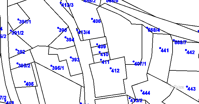 Parcela st. 410 v KÚ Stehelčeves, Katastrální mapa