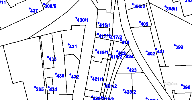 Parcela st. 419/1 v KÚ Stehelčeves, Katastrální mapa