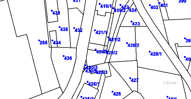 Parcela st. 420/1 v KÚ Stehelčeves, Katastrální mapa