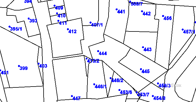 Parcela st. 444 v KÚ Stehelčeves, Katastrální mapa
