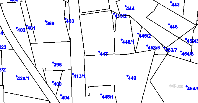 Parcela st. 447 v KÚ Stehelčeves, Katastrální mapa
