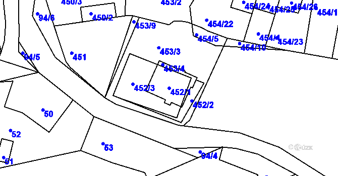 Parcela st. 452/1 v KÚ Stehelčeves, Katastrální mapa