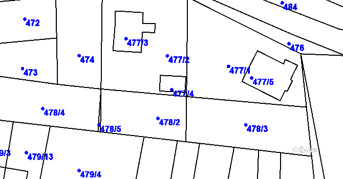 Parcela st. 477/4 v KÚ Stehelčeves, Katastrální mapa