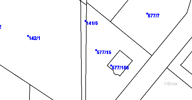Parcela st. 577/15 v KÚ Stehelčeves, Katastrální mapa