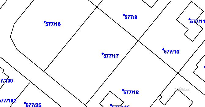 Parcela st. 577/17 v KÚ Stehelčeves, Katastrální mapa