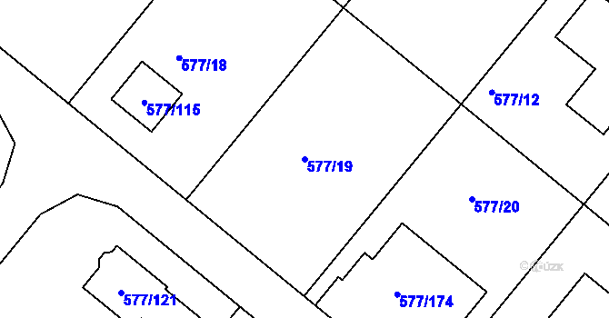 Parcela st. 577/19 v KÚ Stehelčeves, Katastrální mapa