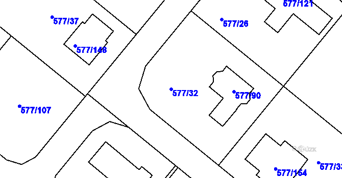 Parcela st. 577/32 v KÚ Stehelčeves, Katastrální mapa