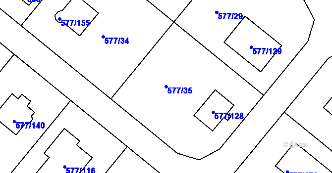 Parcela st. 577/35 v KÚ Stehelčeves, Katastrální mapa
