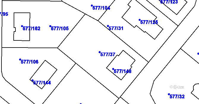 Parcela st. 577/37 v KÚ Stehelčeves, Katastrální mapa